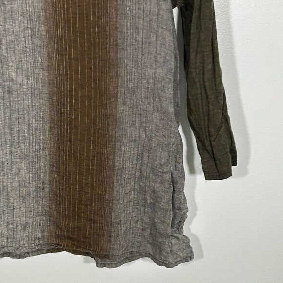 FLAX Tunic Top Size Small V-Neck Stripe 100% Linen Jeanne Englehart Lagenlook - Picture 4 of 6